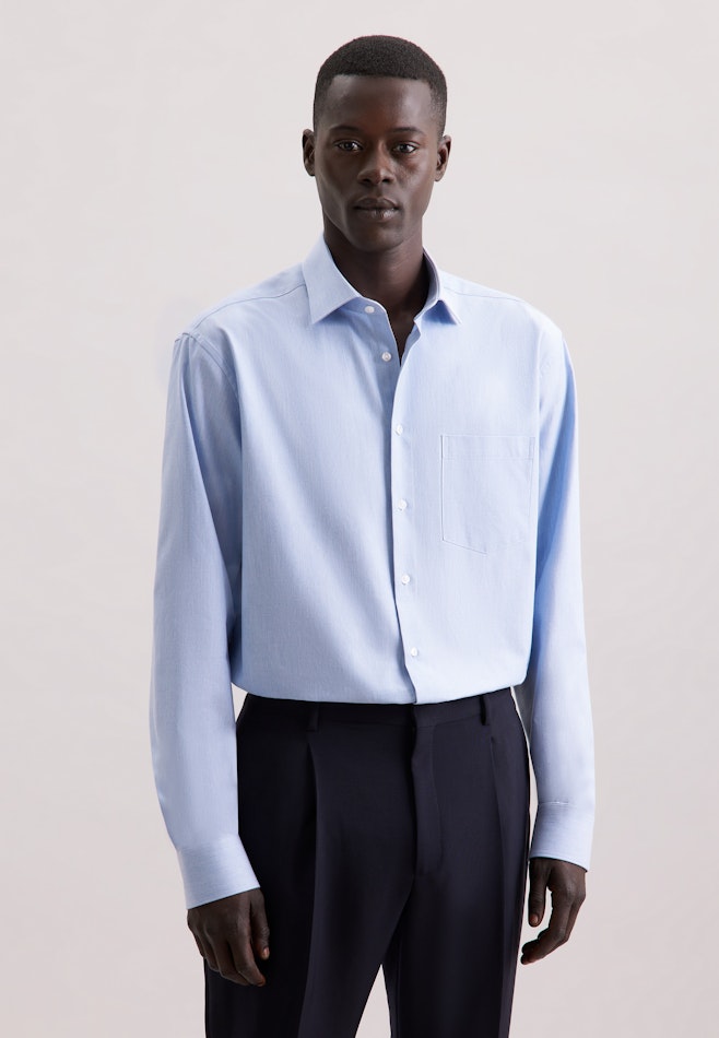 Regular Flanellhemd Uni in Hellblau | Seidensticker Onlineshop