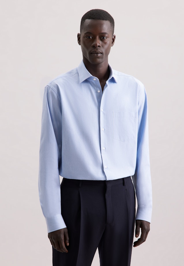 Regular Flanellhemd Uni in Hellblau |  Seidensticker Onlineshop