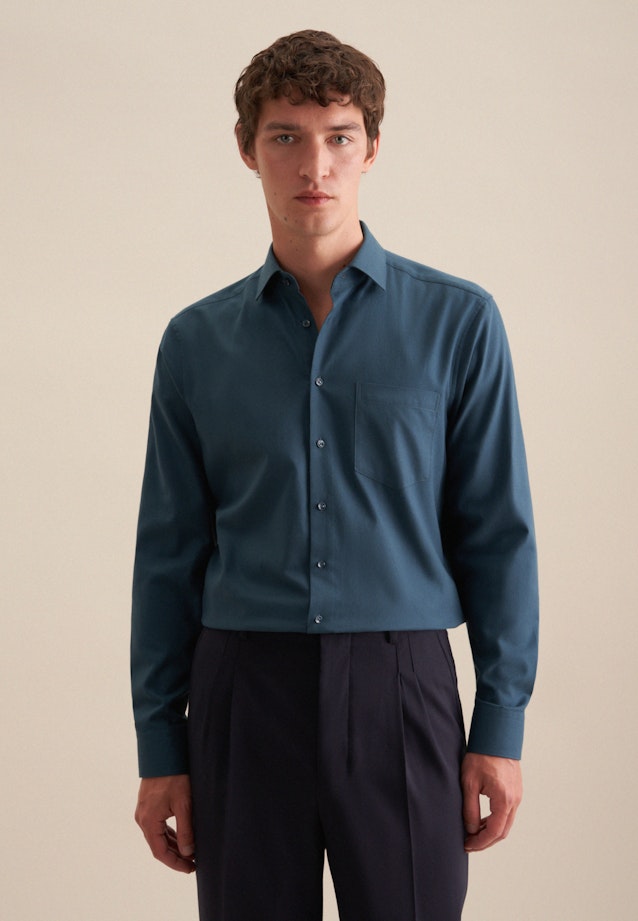 Chemise en flanelle Regular Flanelle Col Kent in Turquoise |  Seidensticker Onlineshop