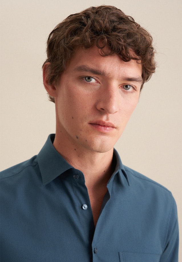 Regular Flanellhemd Uni in Türkis |  Seidensticker Onlineshop