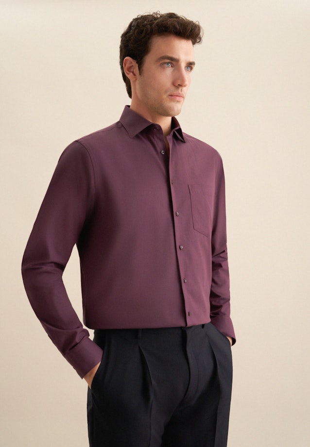 Flannel shirt in Regular with Kent-Collar in Purple |  Seidensticker Onlineshop