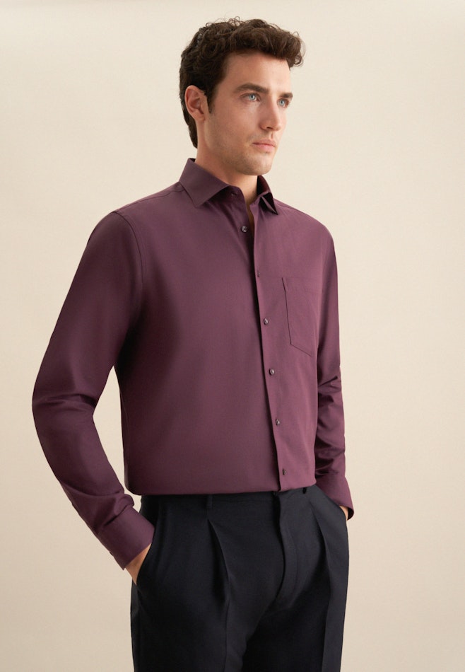 Regular Flanellhemd Uni in Lila | Seidensticker Onlineshop