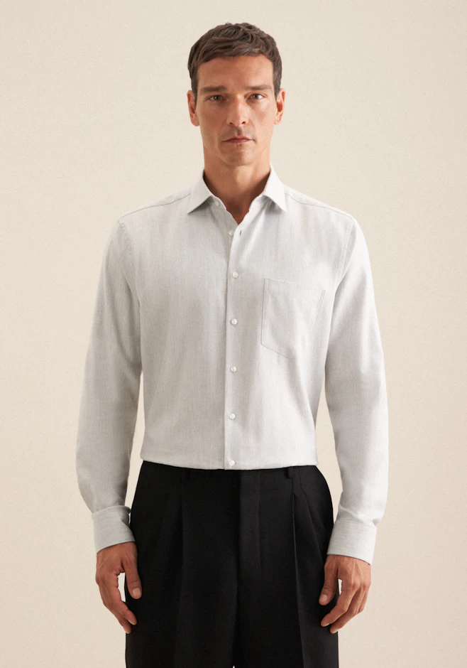 Regular Flanellhemd Streifen in Grau | Seidensticker Onlineshop