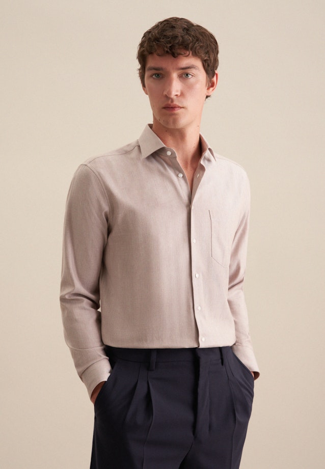 Regular Chemise en flanelle rayures in Marron |  Seidensticker Onlineshop