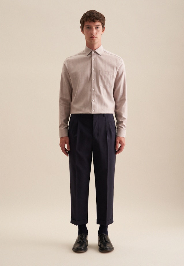 Regular Flanellhemd Streifen in Braun |  Seidensticker Onlineshop