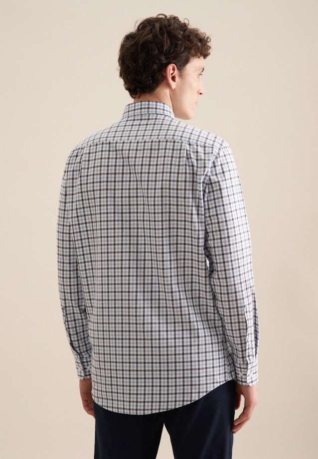 Flannel shirt in Regular with Button-Down-Collar in Dark Blue |  Seidensticker Onlineshop