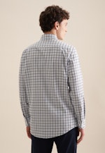 Flannel shirt in Regular with Button-Down-Collar in Dark Blue |  Seidensticker Onlineshop