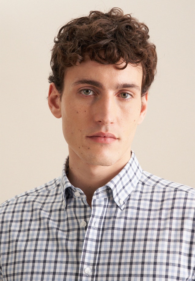 Regular Flanellhemd Karo in Dunkelblau |  Seidensticker Onlineshop