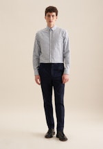 Flanellen hemd in Regular with Button-Down-Kraag in Donkerblauw |  Seidensticker Onlineshop