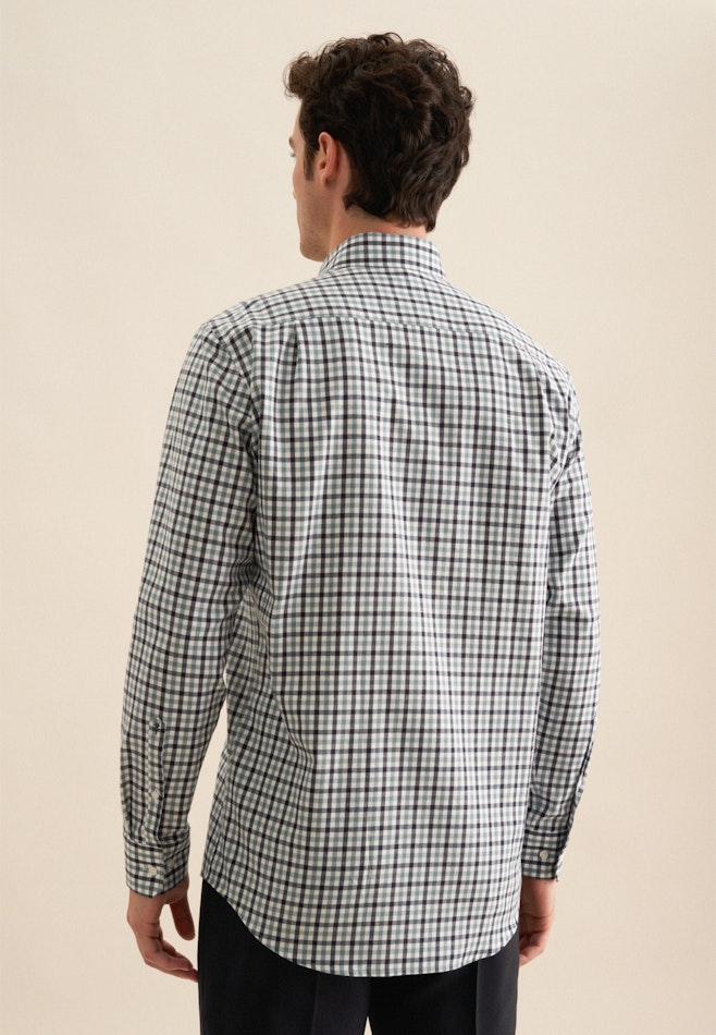 Flanellen hemd in Regular with Button-Down-Kraag in Groen | Seidensticker online winkel