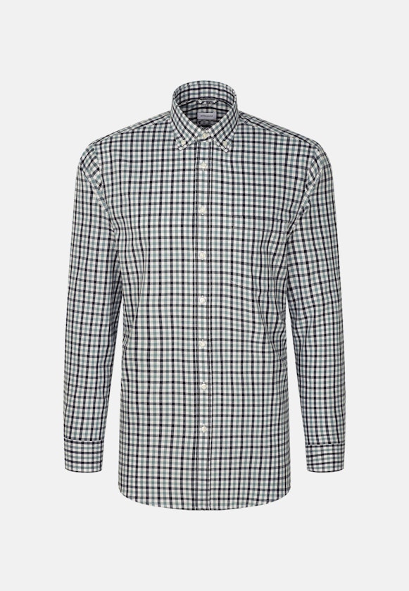 Flannel shirt in Regular with Button-Down-Collar in Green |  Seidensticker Onlineshop