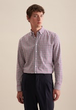 Flanellen hemd in Regular with Button-Down-Kraag in Roze/Pink |  Seidensticker Onlineshop