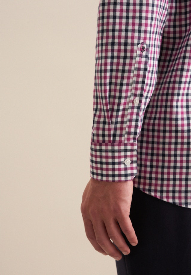 Flannel shirt in Regular with Button-Down-Collar in Pink |  Seidensticker Onlineshop