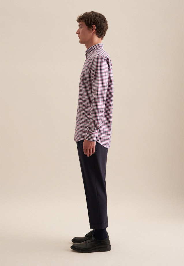 Flannel shirt in Regular with Button-Down-Collar in Pink |  Seidensticker Onlineshop