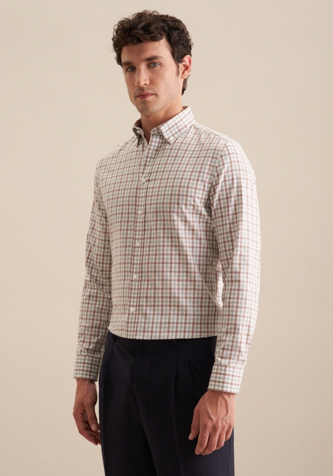 Regular Chemise en flanelle carreaux dans Marron | Boutique en ligne Seidensticker
