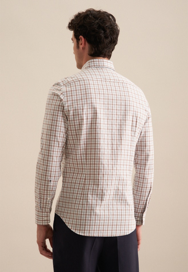 Flanellen hemd in Regular with Button-Down-Kraag in Bruin | Seidensticker online winkel