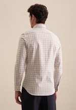 Flannel shirt in Regular with Button-Down-Collar in Brown |  Seidensticker Onlineshop