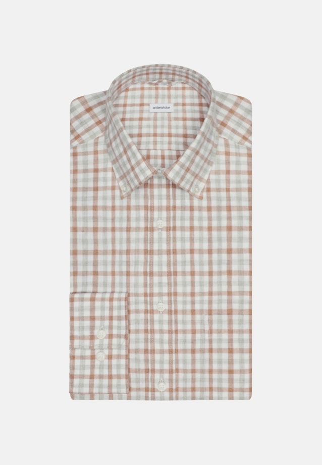 Flannel shirt in Regular with Button-Down-Collar in Brown |  Seidensticker Onlineshop