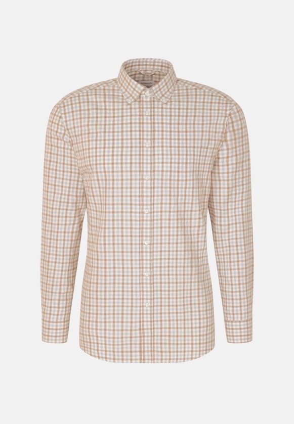 Flanellen hemd in Regular with Button-Down-Kraag in Bruin |  Seidensticker Onlineshop