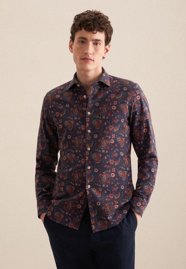 Slim Casual Hemd Druck in Winter orange |  Seidensticker Onlineshop