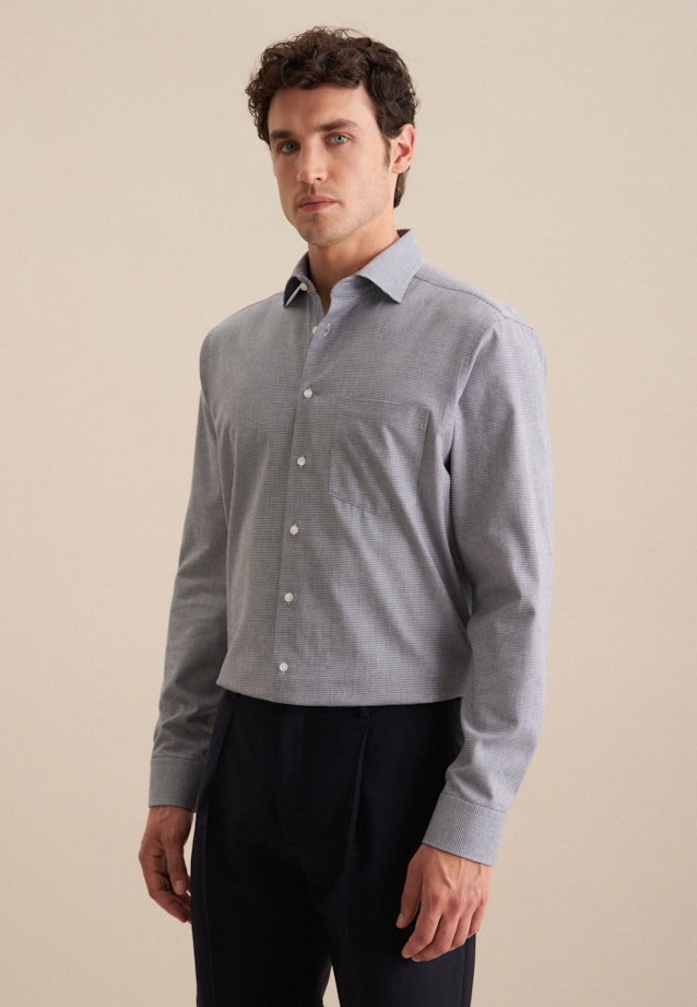 Chemise en flanelle Regular Flanelle Col Kent in Bleu Foncé |  Seidensticker Onlineshop