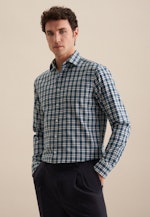 Regular Flannel shirt Check in Turquoise |  Seidensticker Onlineshop