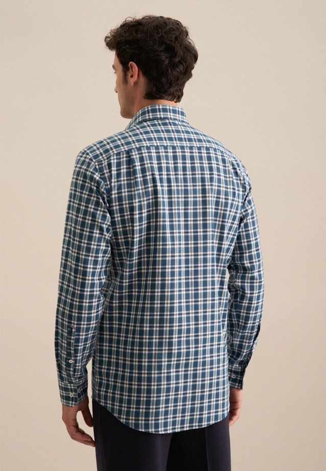 Flannel shirt in Regular with Button-Down-Collar in Turquoise |  Seidensticker Onlineshop