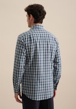 Flanellen hemd in Regular with Button-Down-Kraag in Turquoise |  Seidensticker Onlineshop