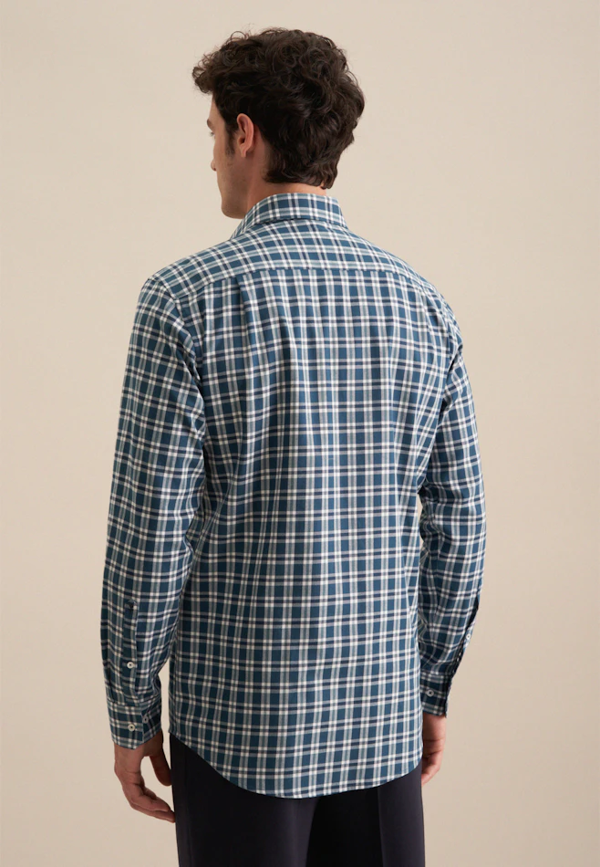 Regular Chemise en flanelle carreaux dans Turquoise | Boutique en ligne Seidensticker