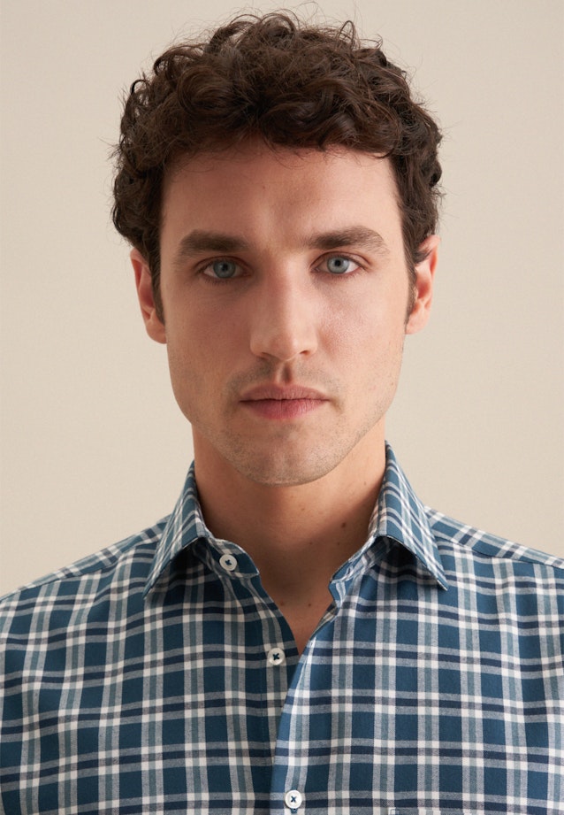 Regular Flannel shirt Check in Turquoise |  Seidensticker Onlineshop