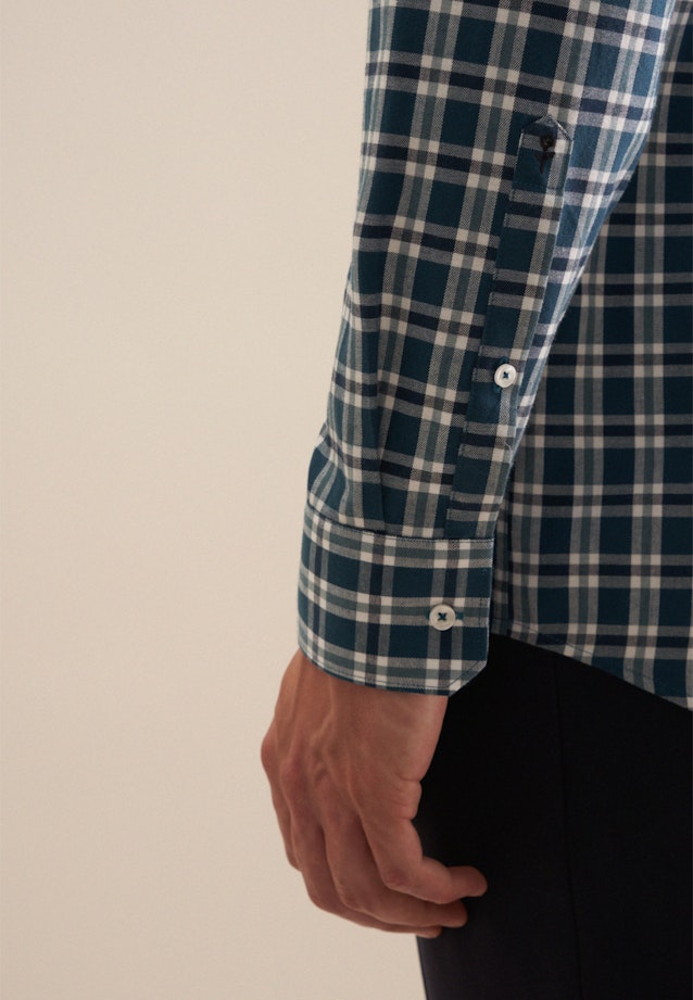 Regular Flannel shirt Check in Turquoise |  Seidensticker Onlineshop
