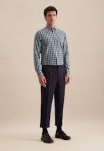 Flannel shirt in Regular with Button-Down-Collar in Turquoise |  Seidensticker Onlineshop