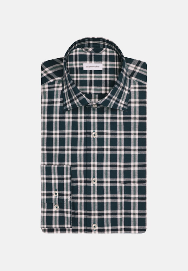 Flannel shirt in Regular with Button-Down-Collar in Turquoise |  Seidensticker Onlineshop