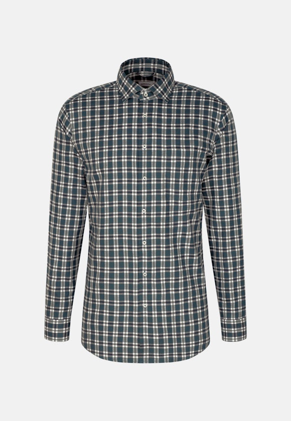 Flannel shirt in Regular with Button-Down-Collar in Turquoise |  Seidensticker Onlineshop