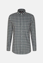 Flannel shirt in Regular with Button-Down-Collar in Turquoise |  Seidensticker Onlineshop