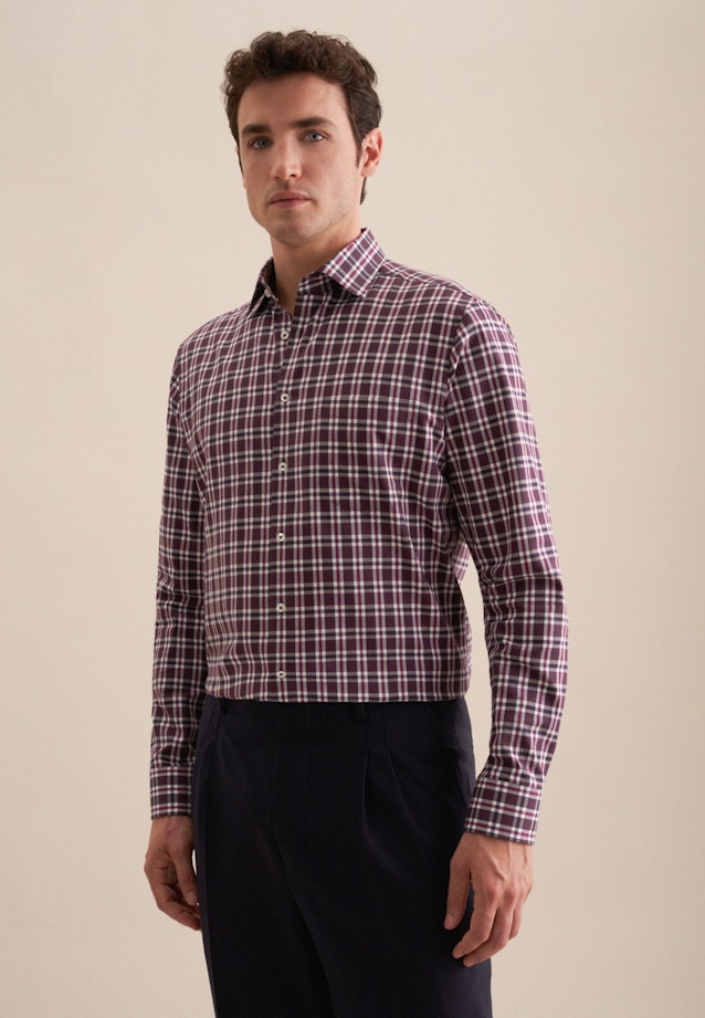 Flannel shirt in Regular with Button-Down-Collar in Purple |  Seidensticker Onlineshop