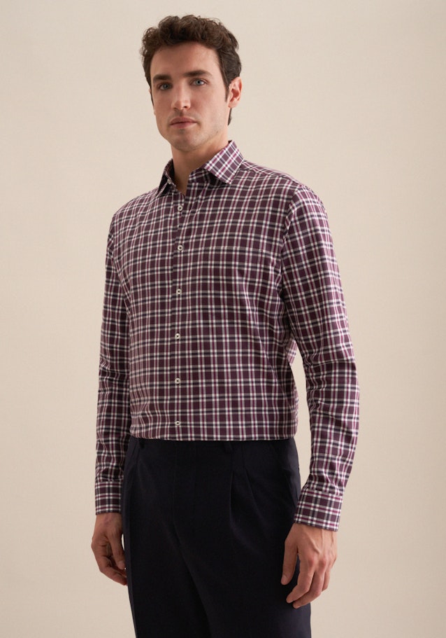 Regular Flanellhemd Karo in Lila | Seidensticker Onlineshop