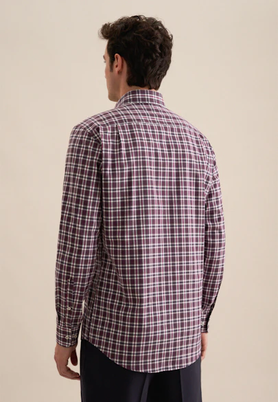Regular Flanellhemd Karo in Lila |  Seidensticker Onlineshop