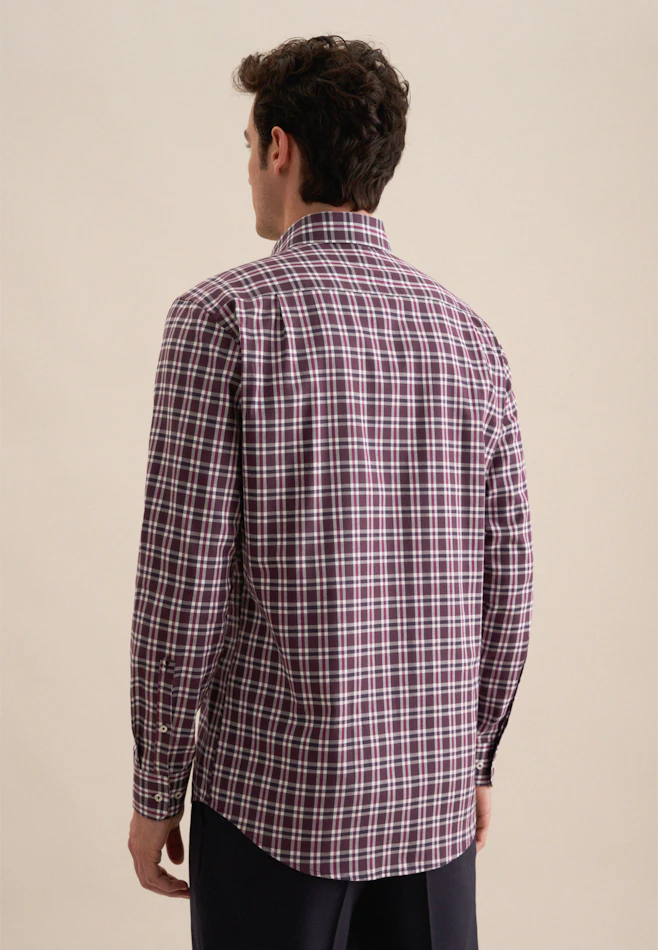 Regular Flanellhemd Karo in Lila | Seidensticker Onlineshop