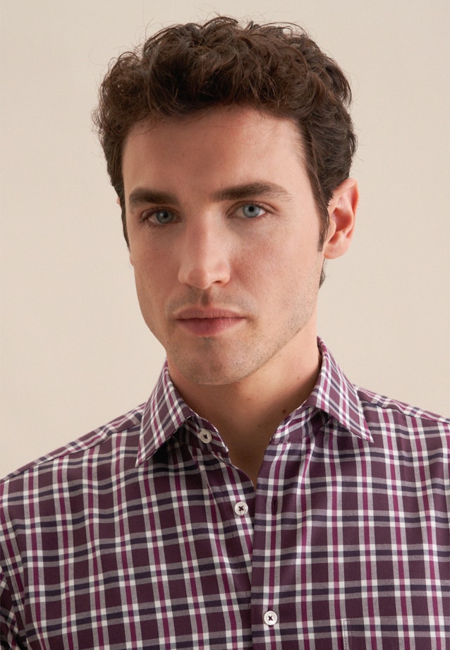 Regular Flanellhemd Karo in Lila |  Seidensticker Onlineshop