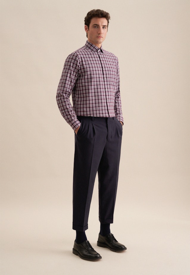 Flannel shirt in Regular with Button-Down-Collar in Purple |  Seidensticker Onlineshop