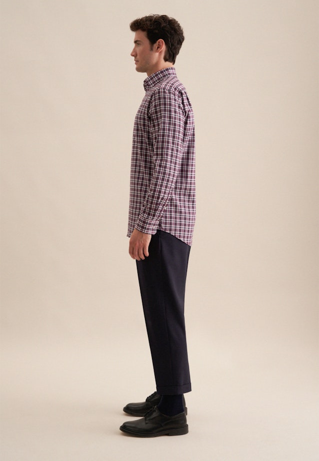 Flannel shirt in Regular with Button-Down-Collar in Purple |  Seidensticker Onlineshop