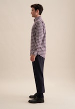 Flannel shirt in Regular with Button-Down-Collar in Purple |  Seidensticker Onlineshop