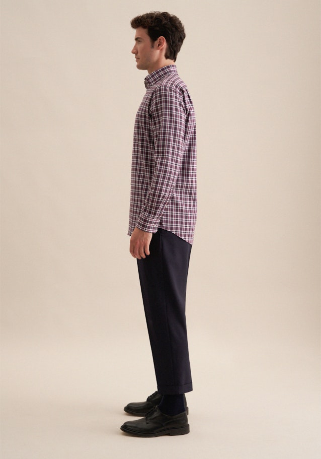 Regular Flanellhemd Karo in Lila | Seidensticker Onlineshop