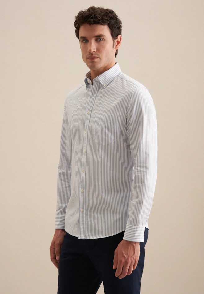 Slim Casual Hemd Streifen in Hellblau | Seidensticker Onlineshop