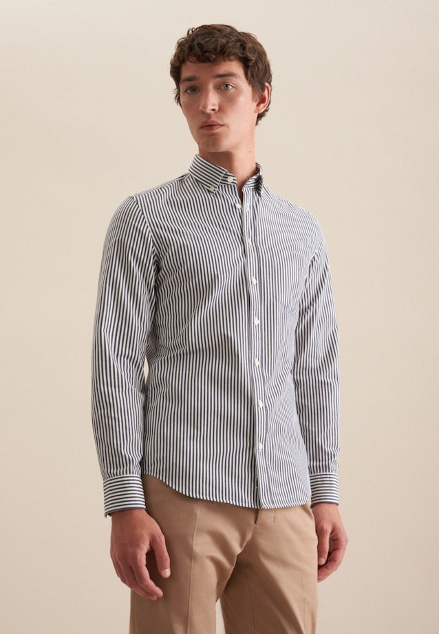 Casual overhemd in Slim with Button-Down-Kraag in Donkerblauw |  Seidensticker Onlineshop