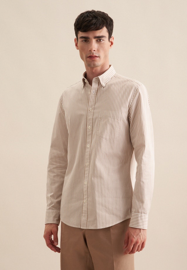 Chemise casual in Slim with Col Boutonné in Marron |  Seidensticker Onlineshop