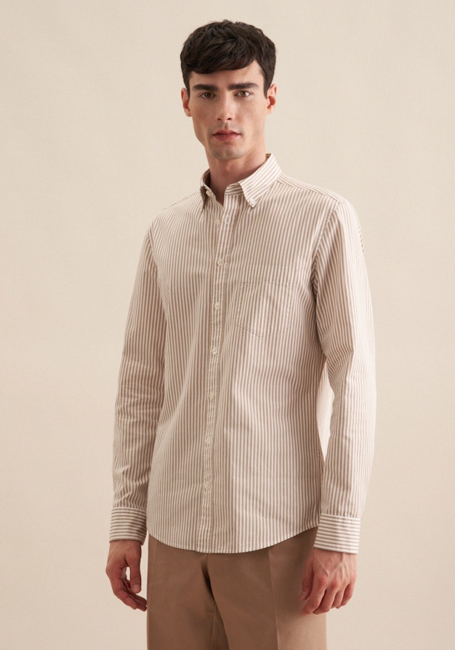 Slim Chemise décontractée rayures dans Marron | Boutique en ligne Seidensticker