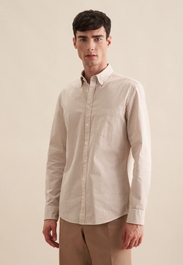 Slim Casual Hemd Streifen in Braun |  Seidensticker Onlineshop