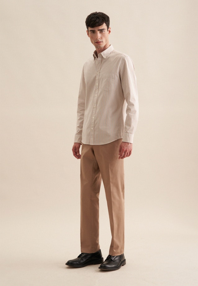 Twill Casual Hemd in Slim mit Button-Down-Kragen in Braun |  Seidensticker Onlineshop